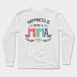 Happiness Is Being A Mima Wildflowers Valentines Mothers Day Long Sleeve T-Shirt